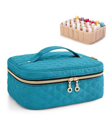 YARWO Nail Polish Carrying Bag Holds 24 Bottles (15ml/0.5 fl.oz), Travel Storage Organizer for Nail Polish and Manicure Accessories, Teal Fits for 24 Bottles Teal