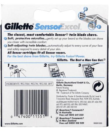 GILLETTE Sensor EXCEL Blades 5'S - Premium Quality Replacement Blades - Buy Online on GoSupps.com