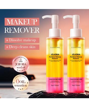 Zynewa Rainbow makeup remover oil 150 ml watery texture mildly cleanses the face dissolves all makeup items also waterproof does not leave oily skin - Buy Online on GoSupps.com