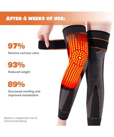 COLORCASA 2 Pairs Tourmaline & Mugwort Self-Heating Knee Sleeves - Wormwood Acupressure Pads for Men and Women (2XL, Black+Orange) - Buy Online on GoSupps.com