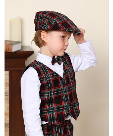 Mint Green Baby Flat Cap | Vintage Drivers Hat | Breathable & Soft | Age 0-8 Years | 1-2 Years | Black Plaid - Buy Online on GoSupps.com