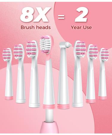 Electric Toothbrush Sonic | 8 Brush Heads 40000 VPM | 5 Modes Fast Charge | Lasts 30 Days | Rechargeable | Adults (Pink) - Buy Online on GoSupps.com