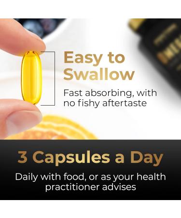 Omega 3 Fish Oil Capsules - 180 High Strength | 990mg EPA & 660mg DHA | 2 Months Supply | Made in UK - Buy Online on GoSupps.com