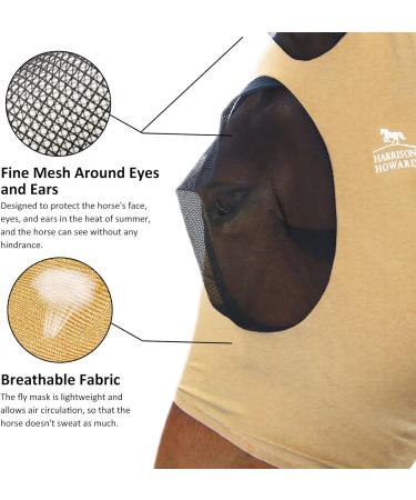 Buy Harrison Howard Fly Mask for Horses - Super Comfortable UV Protection Elastic Full Size L - Champagne Gold - Buy Online on GoSupps.com
