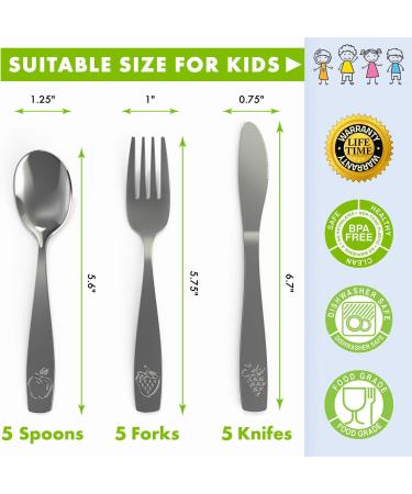 15 Piece Stainless Steel Kids Silverware Set - Child and Toddler Safe Flatware - Buy Online on GoSupps.com