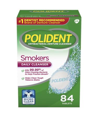 Polident Smokers Antibacterial Denture Cleanser Tablets -  84 Count