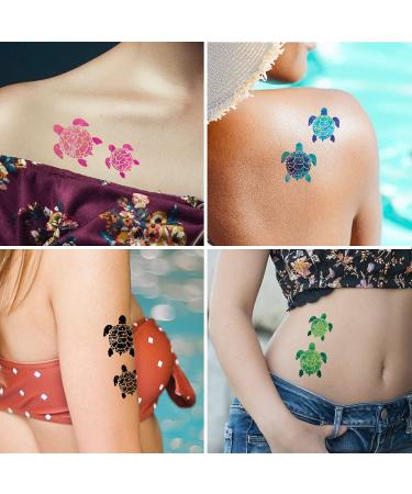 WIRESTER Temporary Tattoo Stickers - Set of 12 Sea Turtle Designs for Kids & Adults - Face, Hand, Neck, Wrist - Party Favor Body Art - 6 x 7.87 inch Tattoo Sheet (Blue, Pink, Purple, Green, Black) - Buy Online on GoSupps.com