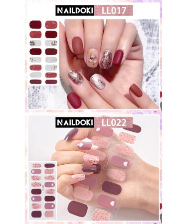 NAILDOKI Nail Stickers 12Sheets x 16 Pieces Full Wraps Nail Polish Strips Self-Adhesive Gel Nail Art Decals for Women Girls A2-04 - Buy Online on GoSupps.com