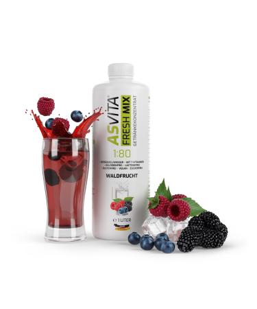 Asvita syrup without sugar |Asvita Fresh Mix 1: 80-1 liter bottle - beverage syrup sugar -free - 26 delicious flavors (forest fruit) forest fruit 1 l (1 Pack)