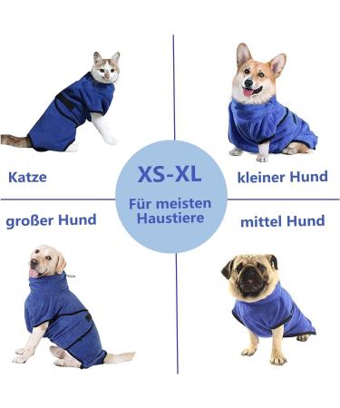 OWBB Extra Suction Dog Bath Towel & Bathrobe | Fast-Drying Cat Towel with Adjustable Straps | XS Blue Pet Coat - Ideal for Cats & Dogs - Buy Online on GoSupps.com