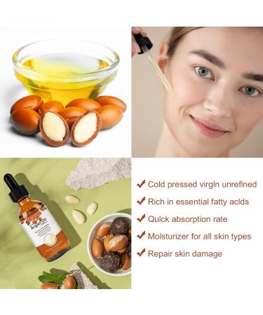Organic Argan Oil 100% Organic & Pure Argan Oil for Hair Face &Body 60ml with Eyebrow&Eyeliner Brushes Rich in Vitamin E for Skin Hair & Nails |Damaged Hair | Nourishes And Moisturises Dry Hair - Buy Online on GoSupps.com