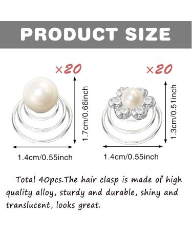 40 Pieces Brides Spiral Hair Pins UHOMENY Hair Pins for Bridal Silver Pearl Hair Pins Crystal Rhinestones Swirl Hair Pins Wedding Hair Accessories with Box for Women Girls Wedding Bridal Party - Buy Online on GoSupps.com