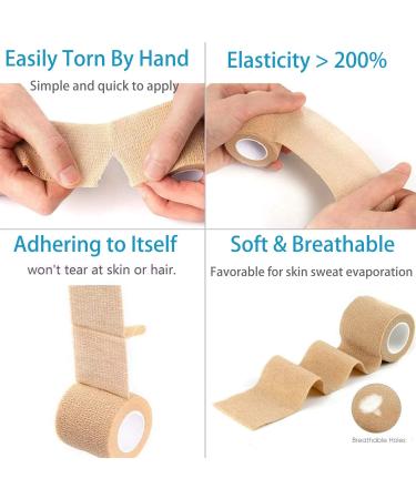 12 Pack Self Adherent Cohesive Bandages 2" x 5 Yards - Athletic Elastic Cohesive Bandage for Sports Injury Ankle Knee & Wrist Ankle Sprains & Swelling (Brown) - Buy Online on GoSupps.com