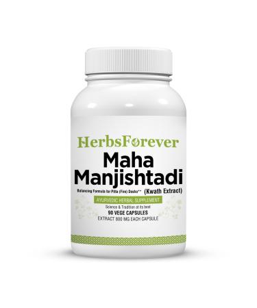 Herbsforever Manjishtadi Kwath Capsules | Ayurvedic Herbal Supplement for Skin Health & Detox | 90 Veg Capsules 800 mg Each | Traditional Wellness Formula