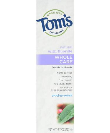 Tom's of Maine Natural Whole Care Fluoride Toothpaste Wintermint 4.7 Ounce