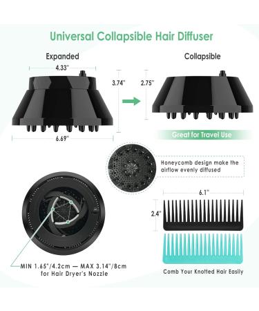 Collapsible Hair Diffuser for Curly Hair | Universal Attachment for Blow Dryer with Adjustable Size | Ideal for Long, Thick, and Natural Wavy Hair - Buy Online on GoSupps.com