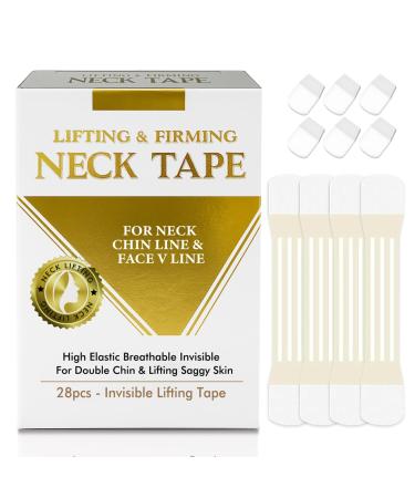 MAOYPANAMERA Neck Lift Tape - Instant Invisible Neck Lifting Patch for Sagging Skin and Wrinkles - Water Resistant Adhesive Strips for Double Chin - 28 Pcs