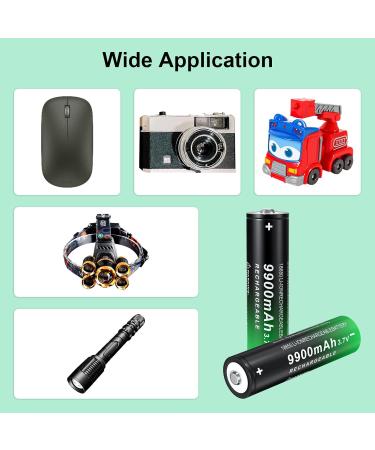 18650 Rechargeable Batteries 9900mAh Button Top - 2 Pack 3.7V Li-ion for LED Flashlights & Headlamps - International Shipping - Buy Online on GoSupps.com