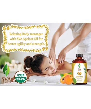 SVA ORGANICS Apricot Oil 4 Oz - USDA Organic, 100% Pure Cold Pressed Carrier Oil for Skin, Hair, Body - Premium Therapeutic Grade Oil - Buy Online on GoSupps.com