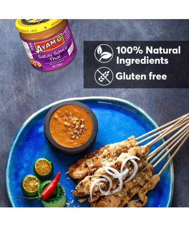 AYAM Thai Satay Sauce 100% NATURAL INGREDIENTS NO ARTIFICIAL FLAVOURING PRESERVATIVES OR ADDED MSG 220g - Buy Online on GoSupps.com