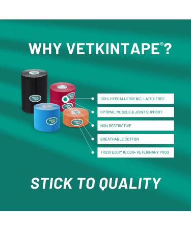 VetkinTape Canine & Equine Kinesiology Tape | Veterinary Medical Tape for Joint Support | Self-Adhesive Vet Wrap | Black 2.4in | Pack of 1 - Ultimate Pet Care Solution - Buy Online on GoSupps.com