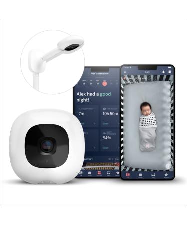 Nanit Pro Complete Baby Monitoring System Bundle Includes 1080p Over The Cot Camera Travel Multi-Stand Breathing Wear Band - Tracks Newborn Sleep and Breathing Motion Sensor-Free - Night Vision Pro Camera Complete System Single White