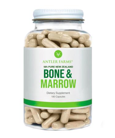 Antler Farms - 100% Pure New Zealand Bone & Marrow 180 Capsules 750mg - Grass Fed Pasture Raised Whole Bone Extract Cold Processed Healthy Essential Fats Stem Cells Collagen Calcium