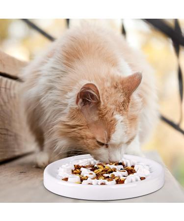 VIIVY VIYIV Slow Feeder Cat Bowl - Interactive Ceramic Puzzle Feeder for Cats - 8.5'' Diameter, 1'' Height, White - Buy Online on GoSupps.com