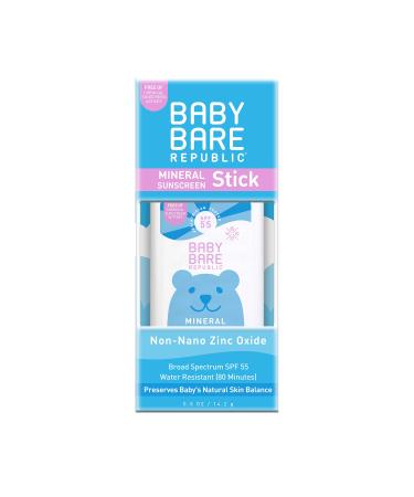 Bare Republic Baby Mineral Sunscreen & Sunblock Stick, Preserves Baby's Natural Skin Balance, Broad Spectrum SPF 55, Reef Friendly, 0.5 Oz, Packaging May Vary 0.50 Ounce (Pack of 1)