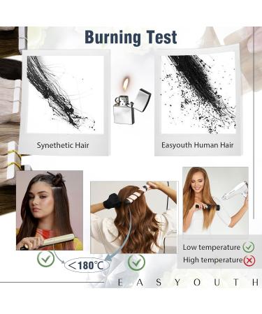 Real Hair Tape In Extensions - Dark Brown & Ash Brown Balayage 18 Inch - Easyouth 40g Remy Human Hair - Buy Online on GoSupps.com