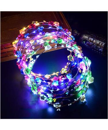 Aumiss LED Flower Crown  Led Flower Wreath Headband Luminous 7PCS Led Flower Headpiece Flower Headdress For Girls Women Wedding Festival Holiday Christmas New Year Party - Buy Online on GoSupps.com