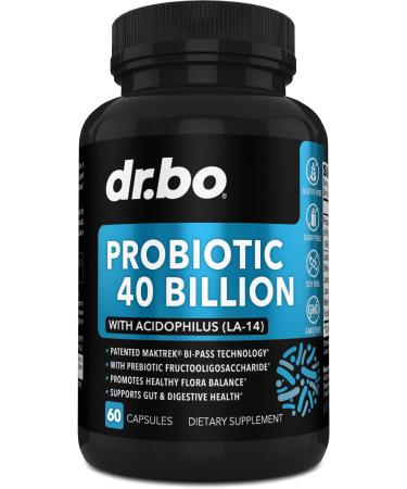 Probiotic 40 Billion CFU Supplement - Lactobacillus Acidophilus Probiotics for Women & Men Capsules - Gluten Free Probiotics for Digestive Health Pills with Bifidobacterium Plantarum Paracasei FOS