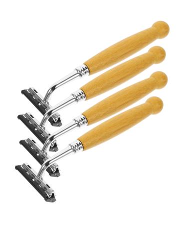 Beaupretty 4 Pcs Stainless Steel Razor Razor Handle Razor Trimmer Razor Blades for Men Single Razor Adjustable Razor Body Hair Shaver Old Style Shaver Spiral Beard