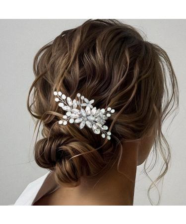 Zoestar Bridal Wedding Hair Comb Silver Rhinestone Headpiece Bridal Pearl Hair Accessories for Women and Girls - Buy Online on GoSupps.com