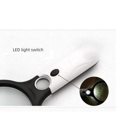 Double Lens with 3 LED Lights Racket Handheld high Power Reading Plastic Magnifying Glass with Lights 6902white free - Buy Online on GoSupps.com