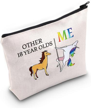 Funny 18th Birthday Make-Up Bag | Unicorn Canvas Gift for Girls | Large Birthday Present for 18-Year-Old - Buy Online on GoSupps.com