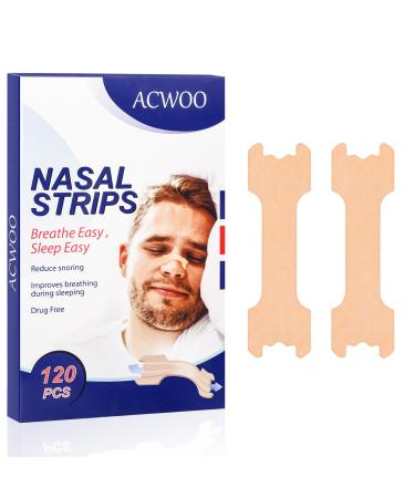 ACWOO Nasal Strips 120PCS Nose Strips to Stop Snoring and Relieve Nasal Congestion Anti Snore Nasal Strips to Help You Breathe Through Your Nose & Improves Sleep Stop Snoring Aids for Men & Women