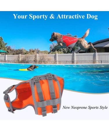 Vivaglory Sporty Durable Pet Security Vest for Dogs - Comfortable Neoprene Rescue Vests with Velcro Fastener Orange - Small (Chest 46-56cm) - Buy Online on GoSupps.com