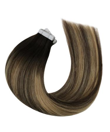 Moresoo Tape-In Extensions Real Hair Balayage Brown - 45 cm Dark Brown & Caramel Blonde - 20 Pieces/50g #4/27/4 - Buy Online on GoSupps.com