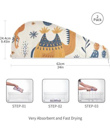 Desert Cactus Camel Hair Towels 2 Pack | Super Absorbent Quick Dry Hair Turbans for Women & Girls - Buy Online on GoSupps.com