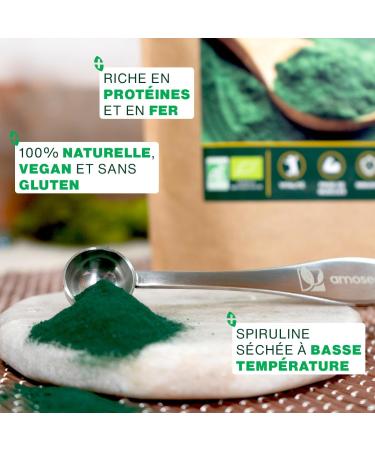  Amoseeds Spirulina Powder Organic 250G | Natural and Pure | High in Protein Iron | Energy Sport Immunity | Non-GMO No Preservative - Buy Online on GoSupps.com