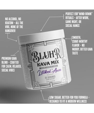 Hypervant Bluhr Kava Drink Mix Powder Kava Drink Powder | 300 mg Kavalactones per Serving | Calming Relaxing Non-Alcoholic Alternative | Tropical Passion 25 Servings - Buy Online on GoSupps.com