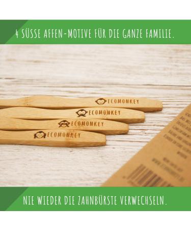 Bamboo Toothbrush Pack of 4 | Soft Bristles | Vegan & Biodegradable | Eco-Friendly & Sustainable | 100% BPA-Free | ECOMONKEY  - Buy Online on GoSupps.com