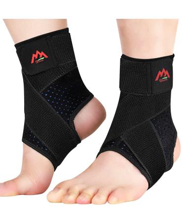 Ankle Brace, 2PCS Ankle Braces for Men & Women, Adjustable Compression Ankle Wrap Support for Ankle Protection, Breathable & Comfortable, Ankle Support Brace for Sprains, Sports Injuries and Recovery Large Classic Black