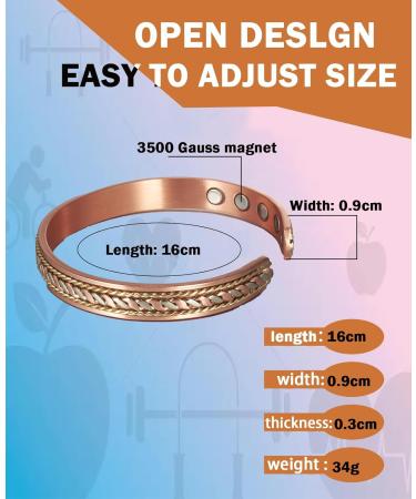 Yinox 10 Copper Magnetic Bracelets for Arthritis Relief - Adjustable & Stylish for Men & Women 3500 Gauss for Migraine Relief - Buy Online on GoSupps.com
