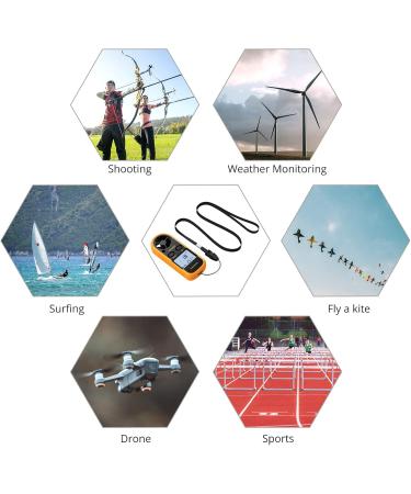 Proster Windminder Digital LCD Wind Speed Meter Gauge - Accurate Air Flow Measurement Thermometer with Backlight for Windsurfing Kite Flying Sailing Surf Fishing - Orange - Buy Online on GoSupps.com
