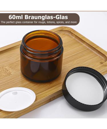 Homury 9-Piece Braunglas Cosmetic Containers Set | 50ml Refillable Cream Jars with Black Lids & Liners | Versatile Ointment Pots + 12 Labels for Creams & Lotions - Buy Online on GoSupps.com