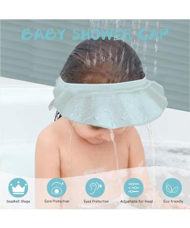 Adjustable Baby Shower Hood - Shell-Shaped Hair Wash Protector Visor for Children | Shampoo Shield for Eyes Ears & Face | Blue - Buy Online on GoSupps.com