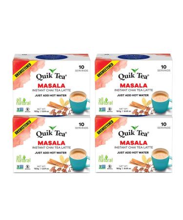 QuikTea Unsweetened Masala Chai, 5.64 Ounce (4 boxes of 10 each)