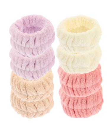Mikinona 8pi ces Bracelets Nettoyants pour Visage Flanelle Pratiques et Extensibles pour Femmes et Voyages
